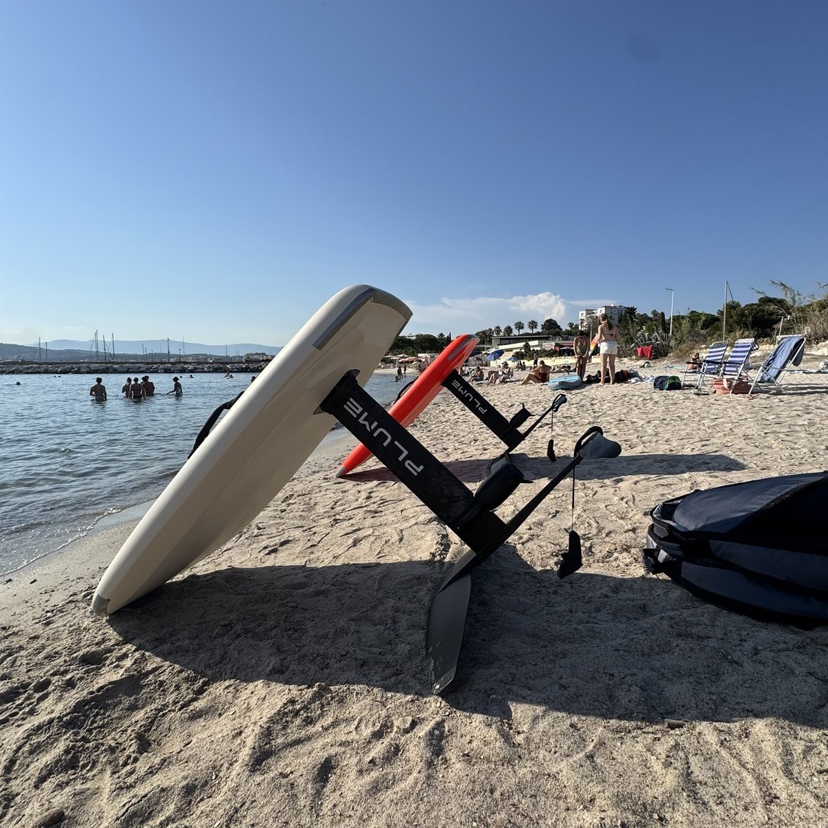 eFoil board on the beach in Antibes